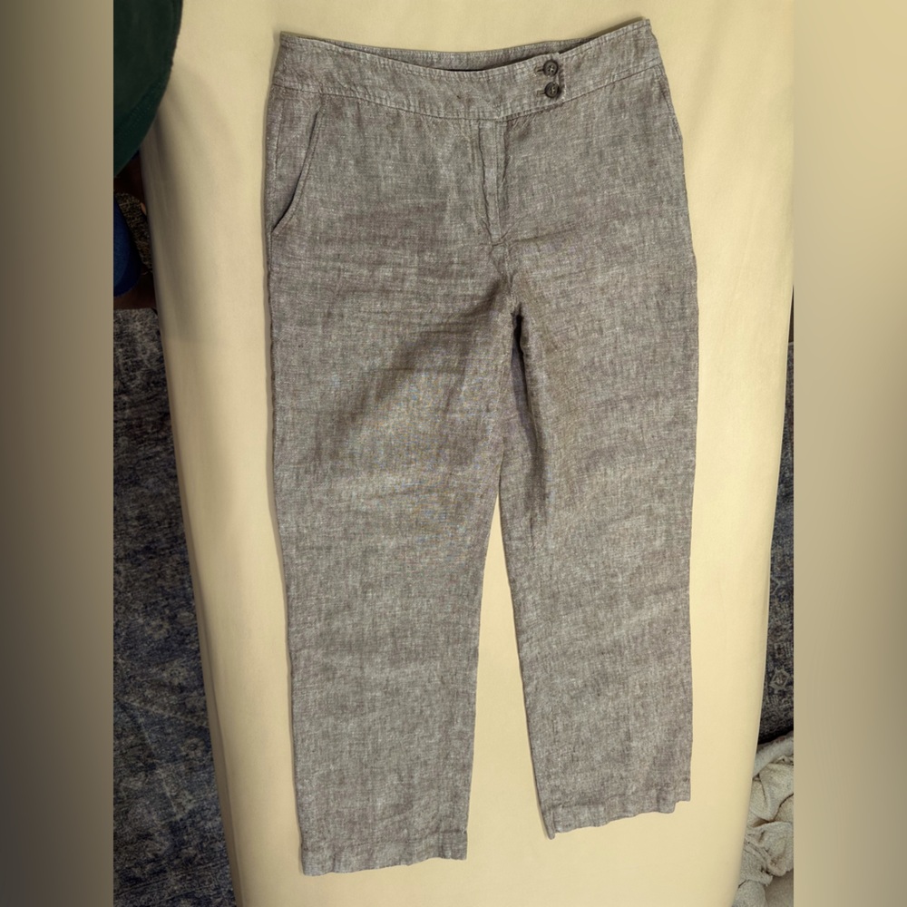 Kasper taupe linen high waist wide leg pants size 10.